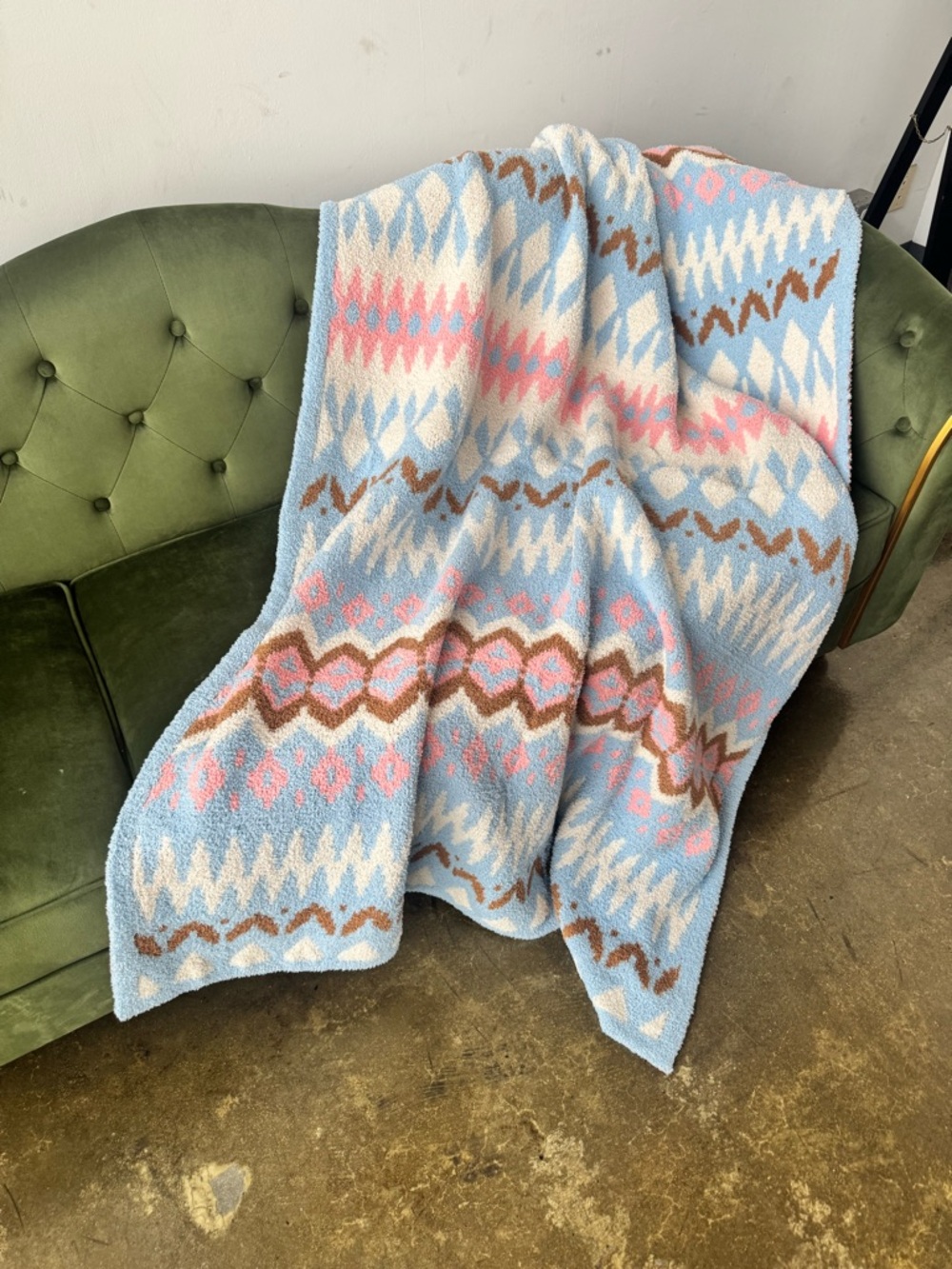Pink Lily Pastel Geometric Ultra Soft Throw - Blue Pink Brown